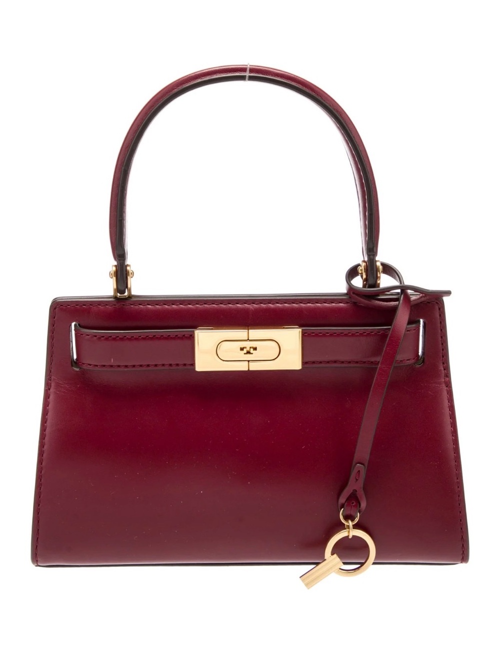 Tory Burch Lee Radziwill small smooth leather bag In Burgundy.